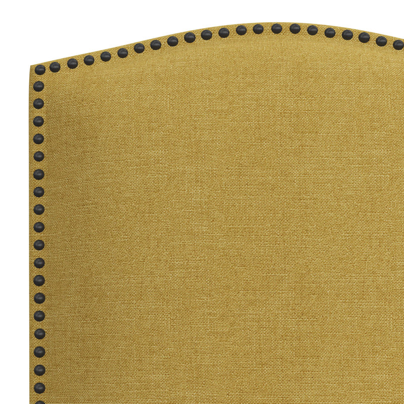 Chaise rembourrée Tietjen, Lin ardoise classique, Bois noir