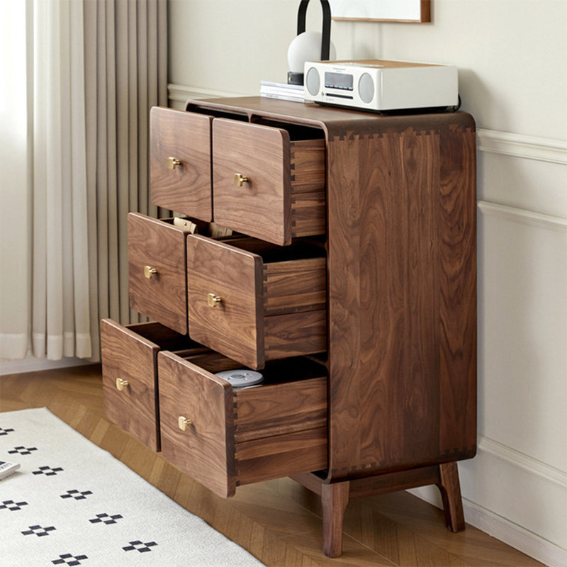 Commode d'appoint simple et ronde de couleur noyer