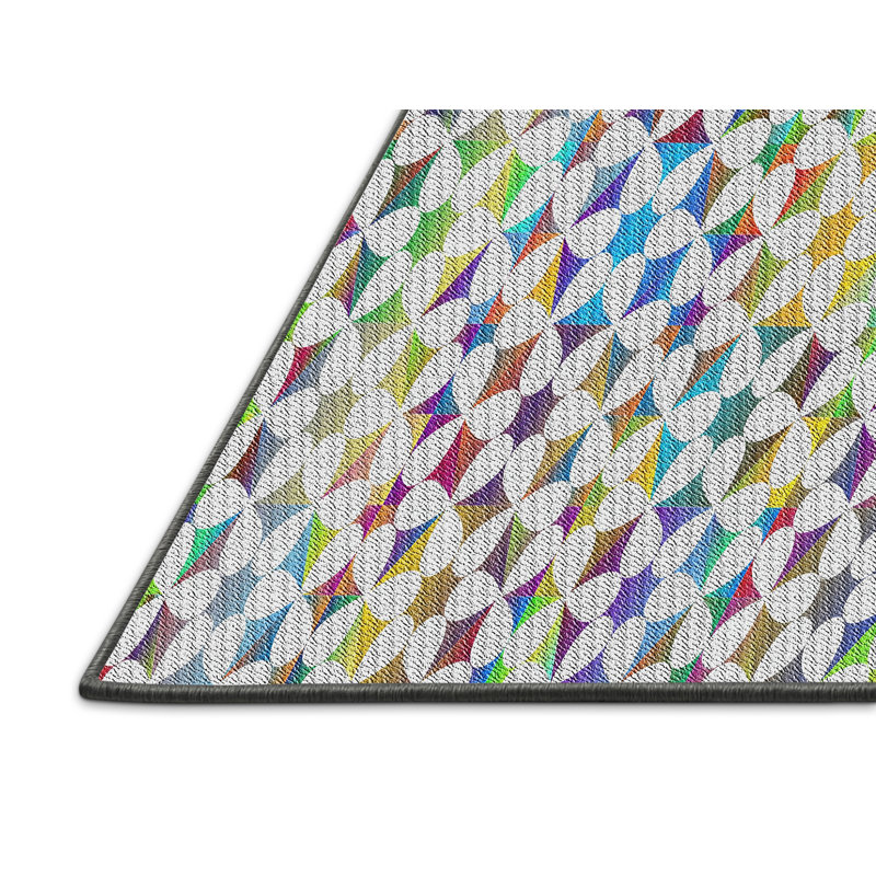 Tapis rose/bleu/vert à motifs Borgey, Rectangle 5 pi x 7 pi