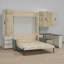 Grand lit escamotable avec canapé intégré, bureau en L et rangement-933542052