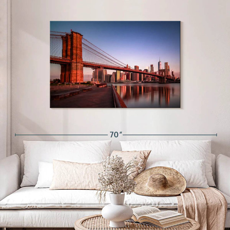 Lilie Brooklyn Bridge au lever du soleil, H 30 po x l 45 po