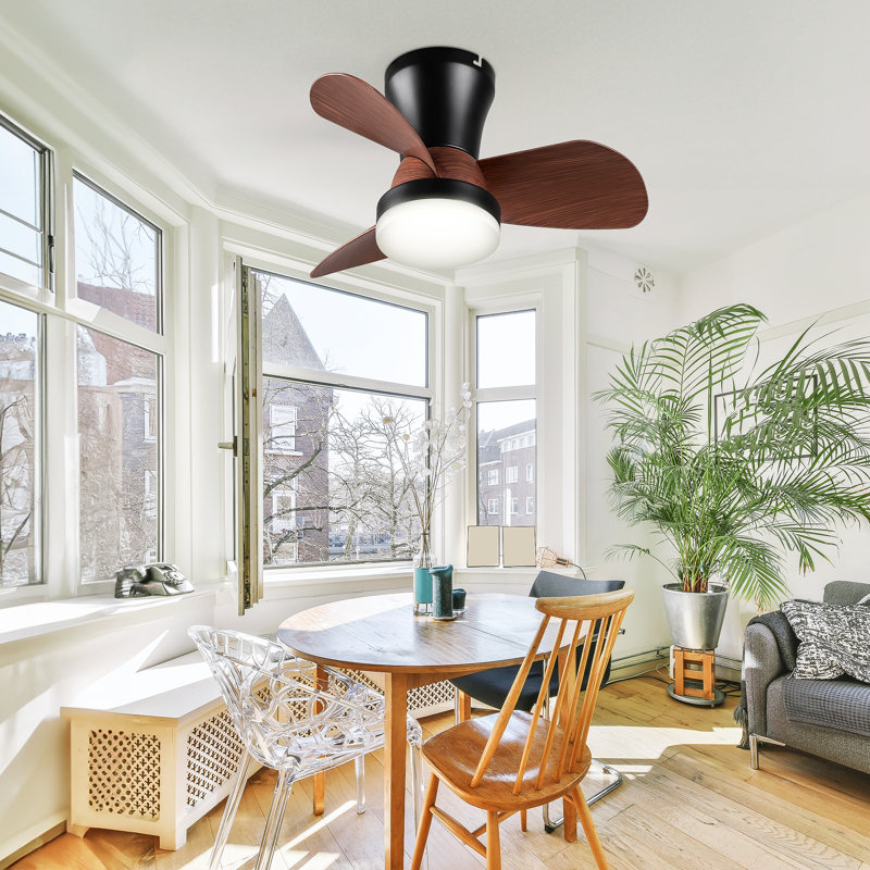 Ventilateur de plafond avec télécommande et lumière DEL, Noir / brun, 22"