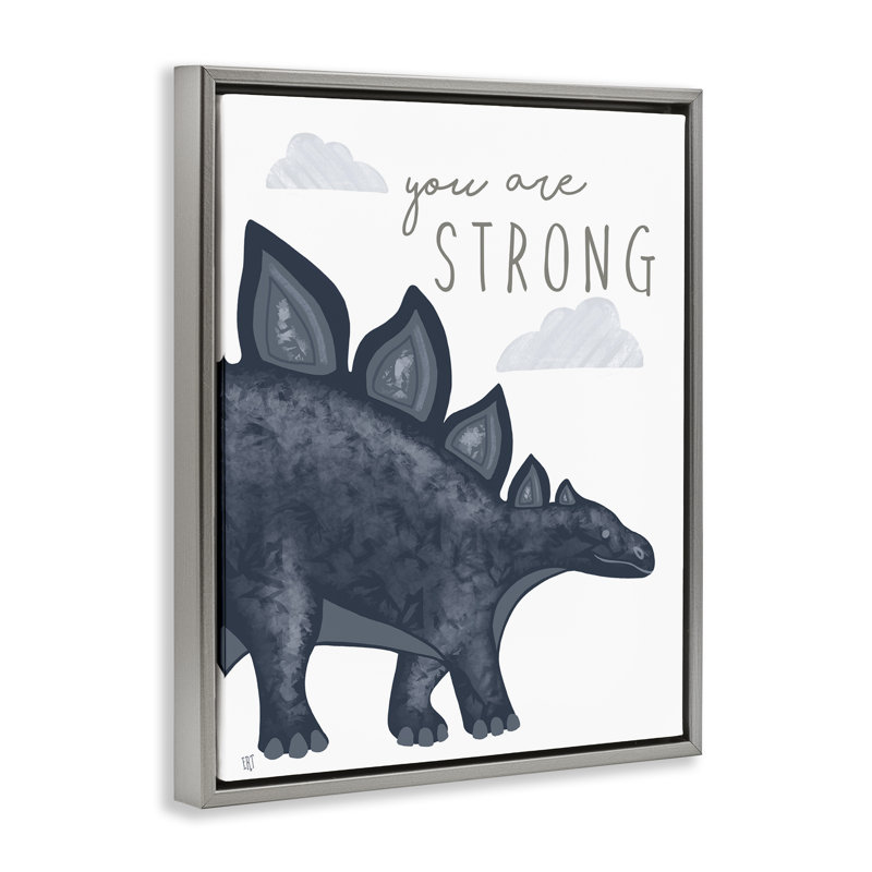 Cadre flottant You Are Strong Dinosaur, conception par Elizabeth Tyndall, H 31 po x l 25 po, Cadre flottant gris lustré