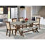 L'ensemble de salle à manger 6 pièces contient une table de salle à manger rectangulaire avec des pieds en X et 4 chaises Parson en tissu de café avec un banc, patiné-139488038-139488036