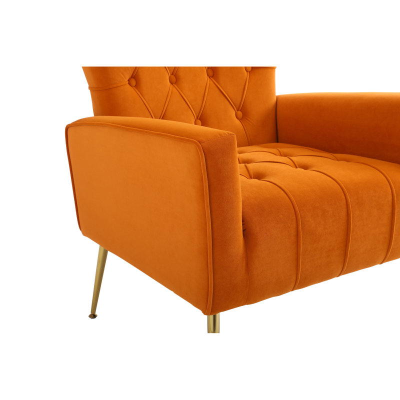Chaise d'appoint moderne avec repose-pieds, fauteuil confortable pour salon, chambre à coucher, appartement, bureau (orange)