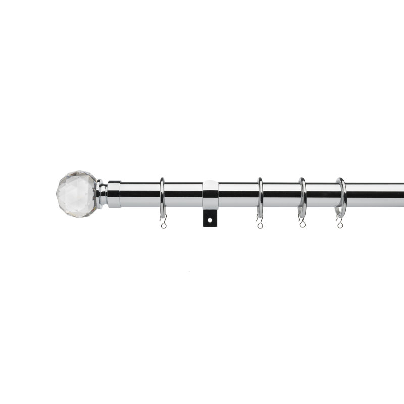 Jacinta 2.8cm Single Curtain Pole, Chrome, 240cm