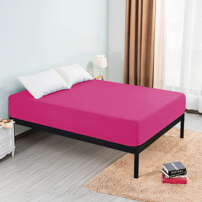 Microfiber Brushed Deep 40cm Fitted Bed Sheet, Double (4'6), Pink
