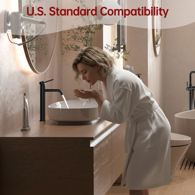 Sumerain Matte Black Leed-free Bathroom Vessel Sink Faucet, Stainless Steel Lavatory Basin Faucet withe Single Handle and Single Hole