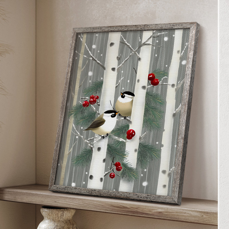 «Christmas Holiday», reproduction d'art encadrée C - bois massif, H 21 po x l 17 po
