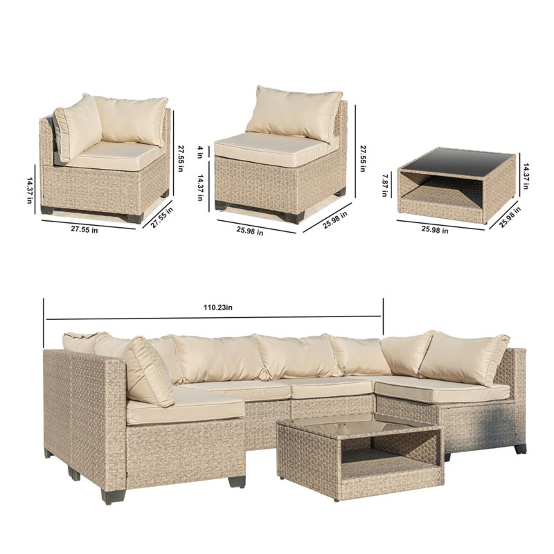 Modular 12-piece Outdoor Furniture Set Durable Wicker Modern Patio Use