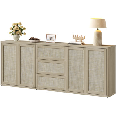 89.67" Bohemian-inspired Sideboard With Adjustable Shelves
