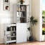 Armoire de rangement H 70,87 po, étagère de rangement coulissante multi-fonctions à 4 niveaux et 2 portes en verre, garde-manger moderne en bois pour le salon ou la cuisine et la salle à manger-956635399
