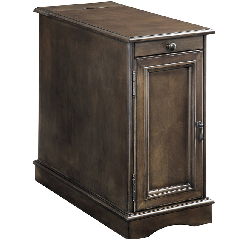 Enabled Side Table In Gray For Bedroom Furniture - 24"H X 12"W Storage Cabinet With And Drawer 24"D, Gray