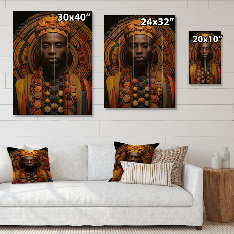 Motif tribal africain Léchère III sur bois, H 32 po x l 24 po x P 0,78 po