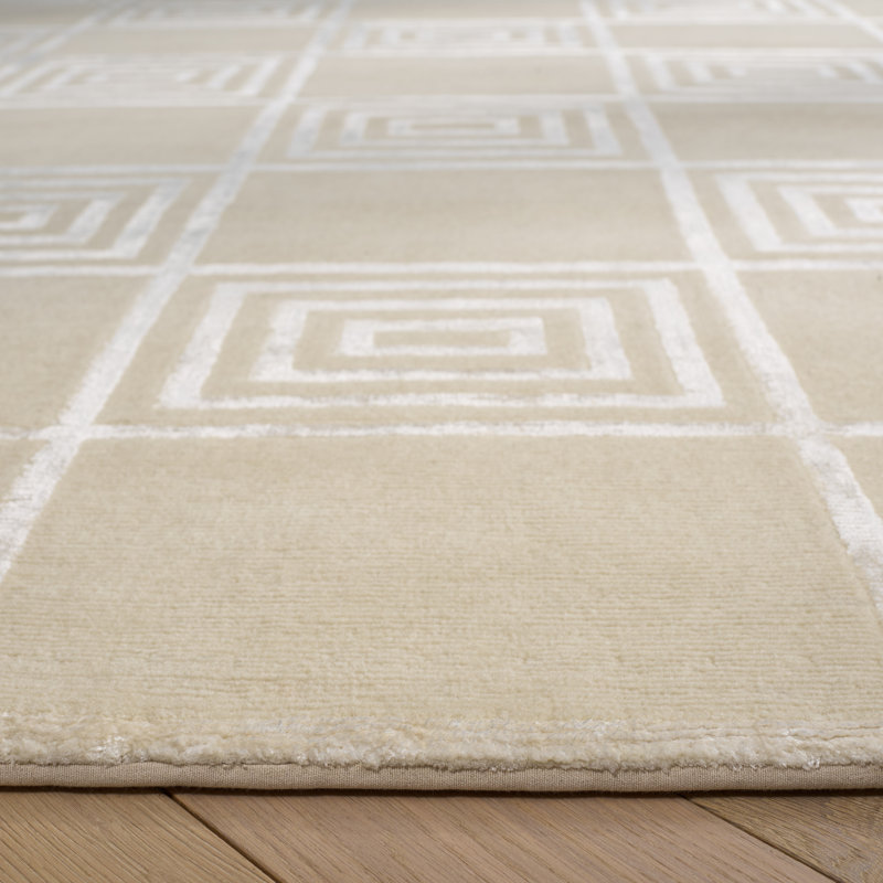 Ralph Lauren Alistair Tiles Hand Knotted, 72% Wool And 28% Viscose, Champagne Area Rug, Rectangle 10' x 14'