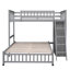 Lit superposé en bois gris avec six tiroirs, des architectures de tablettes modifiables et des tiroirs simples-654590511