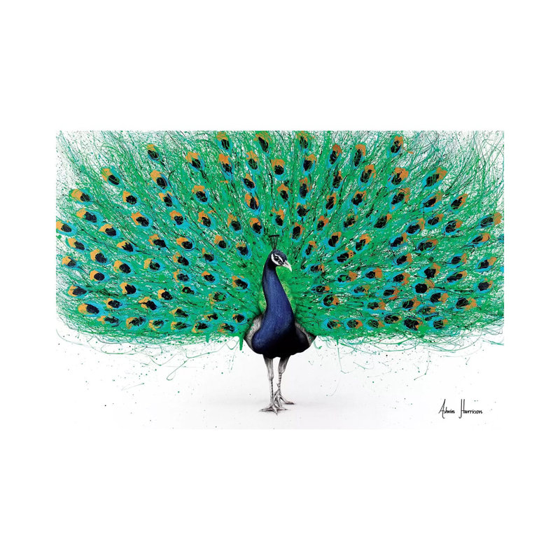 Proud Peacock by Ashvin Harrison - Painting on Canvas, 101.6 cm H x 66.04 cm W x 1.91 cm D, Wrapped Canvas