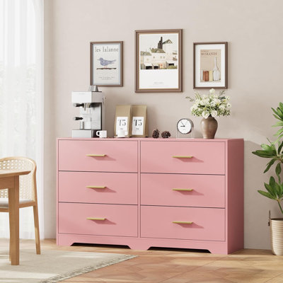 Commode pour chambre à coucher avec 6 tiroirs, commode moderne avec poignée en métal, meuble télé en bois, grand meuble de rangement pour la chambre à coucher, le salon, le couloir
