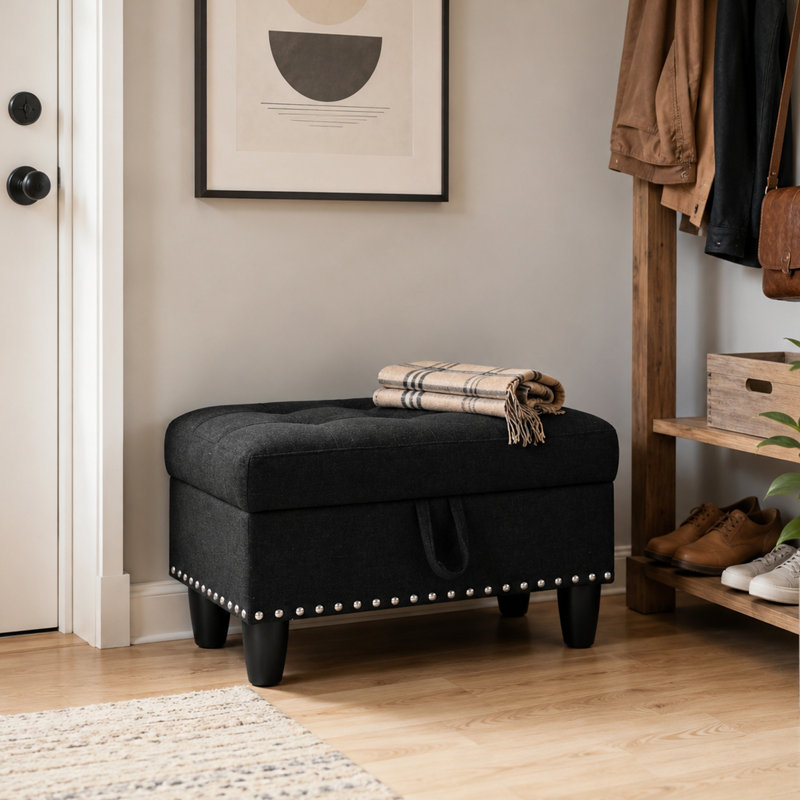 Upholstered Linen Storage Footstool