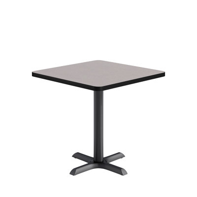 KFI Studios Proof 42" Square Pedestal Table, Grey Top, Black X-Base