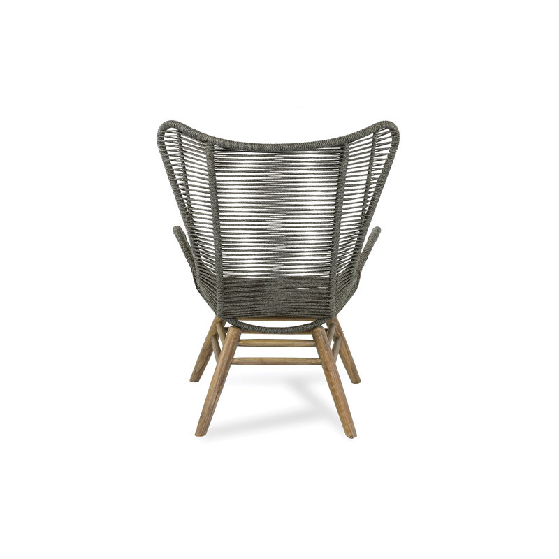 Brown Acacia and Eucalyptus Lounge Chair with Ottoman