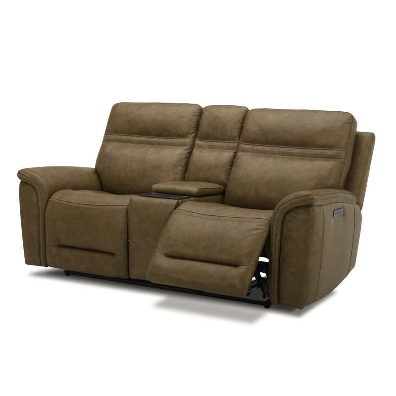 Cabrero 79'' Leather Power Reclining Loveseat, Camel