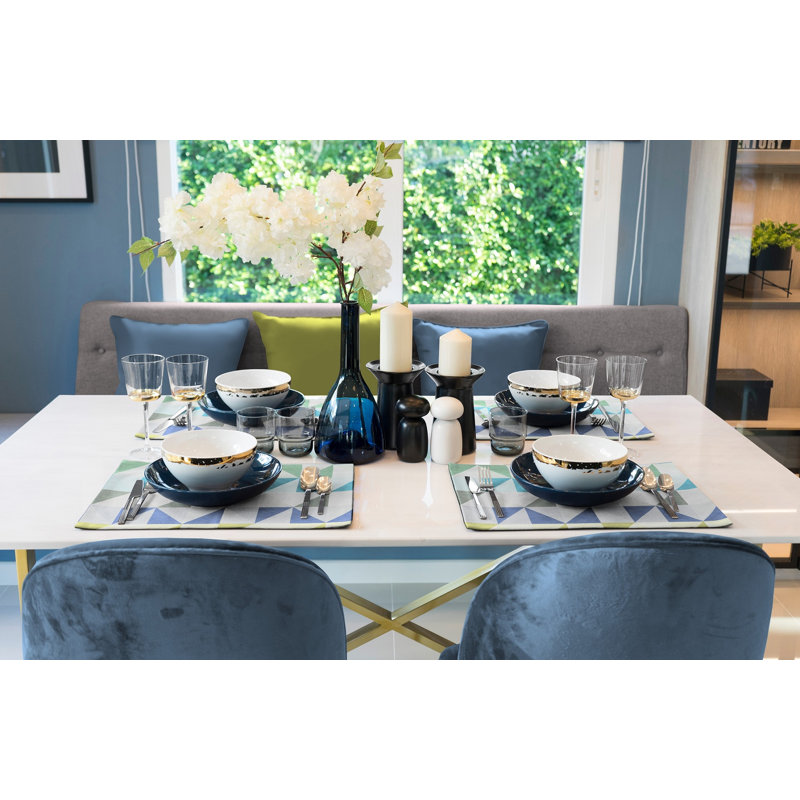 Gareth Dining Linen Set, Blue/Yellow/Light green