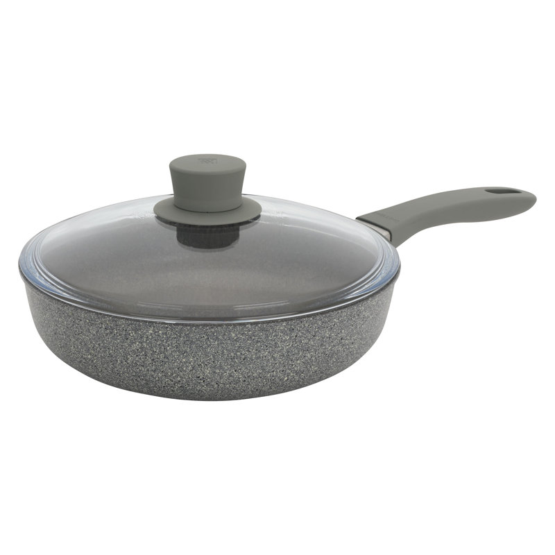 2.6-Qt Gray Aluminum Nonstick Sauté Pan with Lid