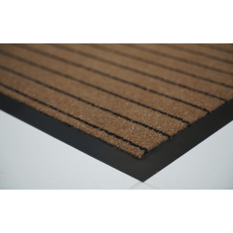 Amelia-Danni Non-Slip Striped Doormat, Rectangle 40 x 60cm, Beige