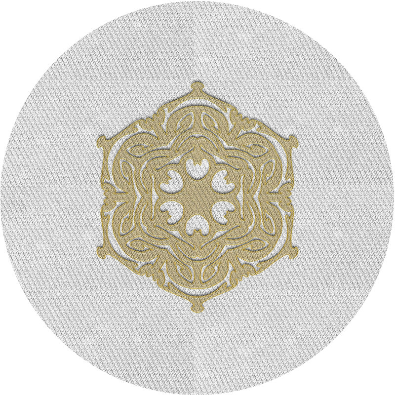 Tapis doré / blanc Power Loom, Rond 6 pi