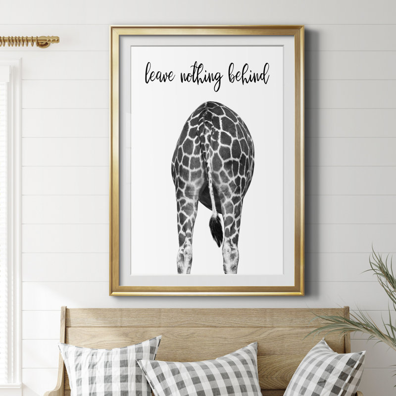 Girafe - cadre photo, impression sur papier, Papier doré, H 30,5 po x l 42,5 po x P 1,5 po