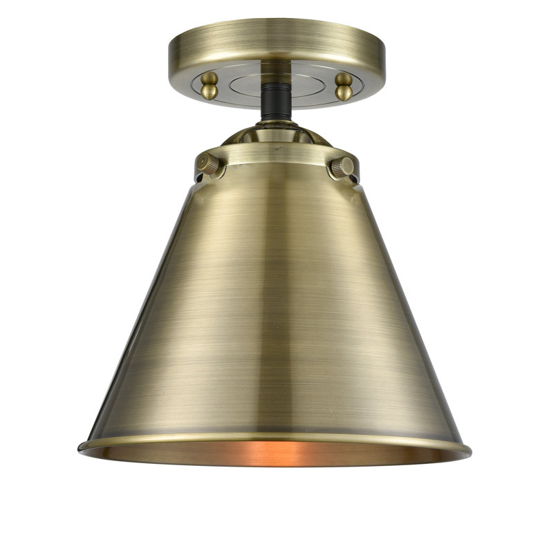Plafonnier semi-encastré 8 lumières Donovan, Laiton antique, Laiton antique, Ampoule incandescente rétro de 60 watts