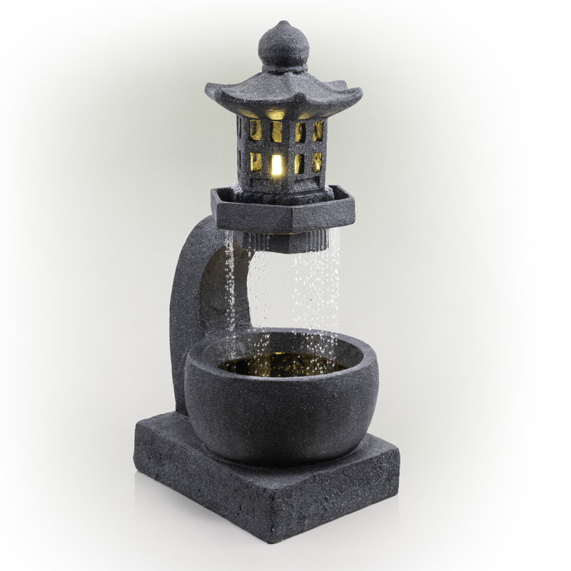 Llanos Outdoor Weather Resistant Floor Fountain with Light