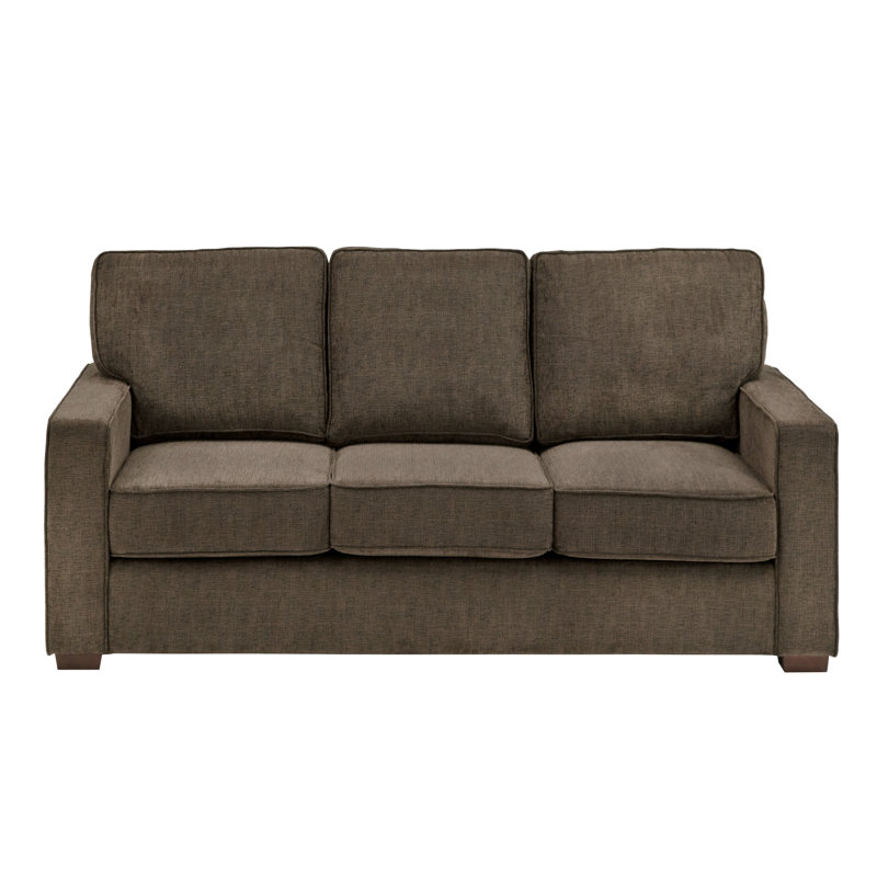Beaulah Modern Fabric Upholstered Square Arm Sofa, Brown Chenille