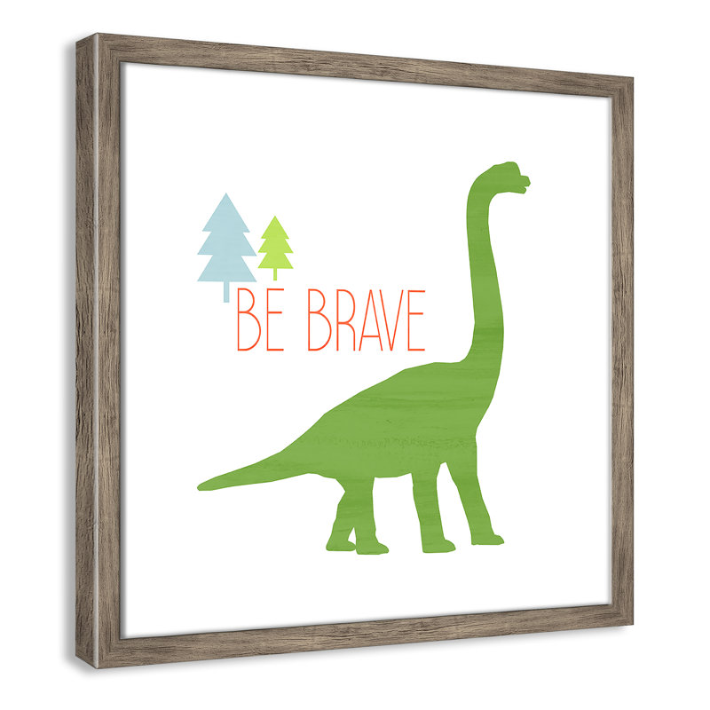 Dino Brave 1 ', art encadré, 16" H x 16" W x 1.18" D, Encadré de boîte de grange gris