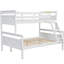 Lit simple blanc au-dessus d'un lit superposé double dans la chambre à coucher - avec garde-corps et blanc, mesures de construction-1846627439