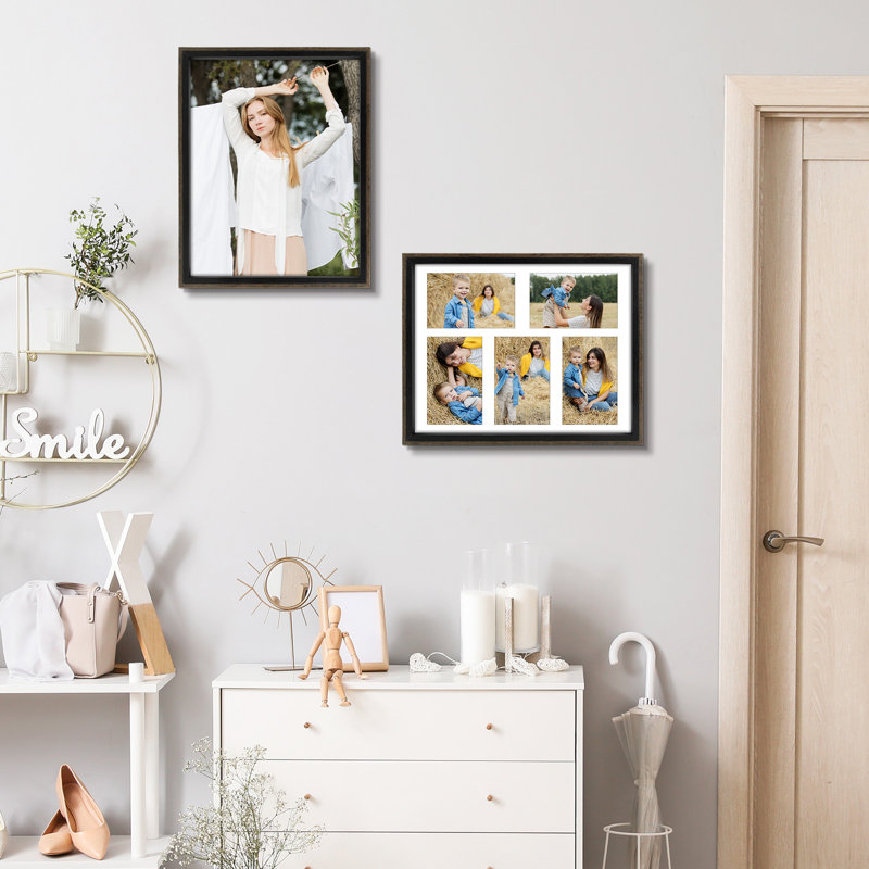 Donney Picture Frame with Mat, Black/Walnut