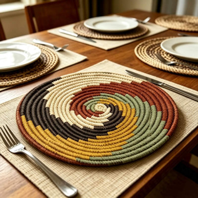 Assiettes en plastique, ensemble de 8, napperons ronds à dégradés assortis, résistants à la chaleur, imperméables et réutilisables, pour la cuisine et la salle à manger, accessoires de décoration intérieure.