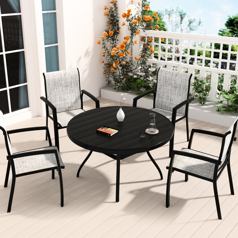 Chaises de jardin en métal pour 2 personnes, toutes résistantes aux intempéries, structure noire, respirante, empilable pour économiser de l'espace, L 22,1 po x l 25,2 po x H 36 po, structure extérieure avec revêtement en E de 400 lb, rouille, pour et