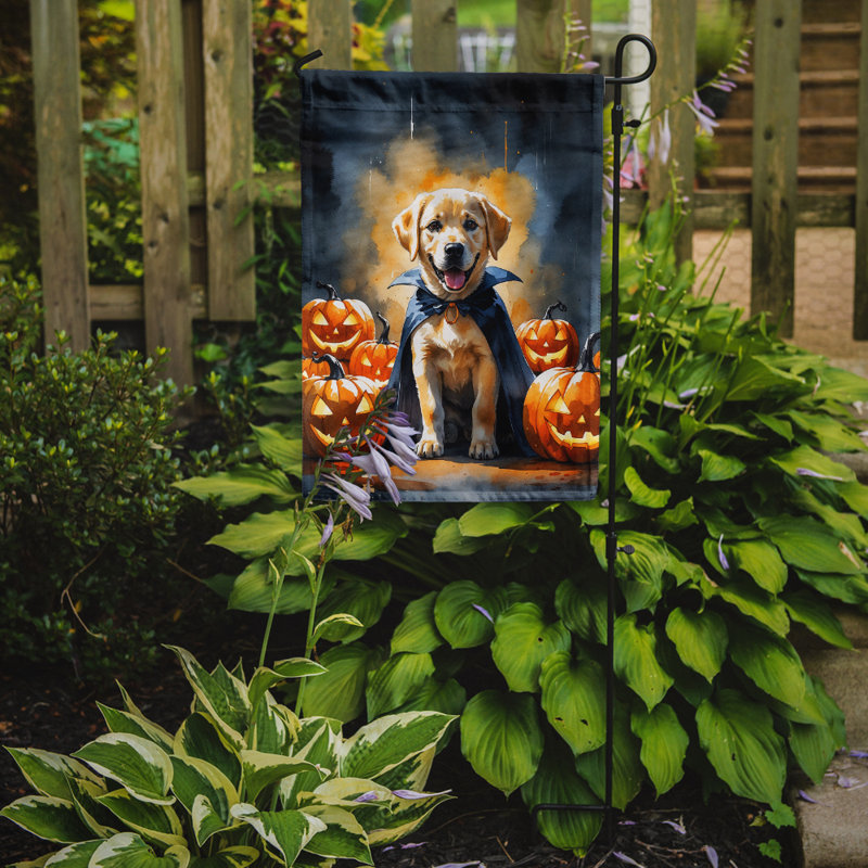 Drapeau de jardin chiot Halloween, Labrador Retriever jaune