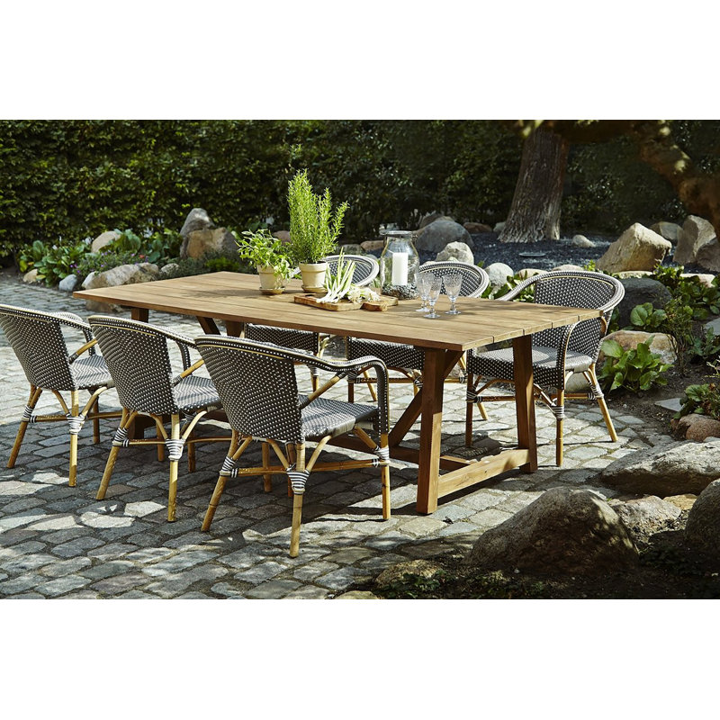 Madeleine Rattan Bistro Armchair, White/Cappuccino Dots
