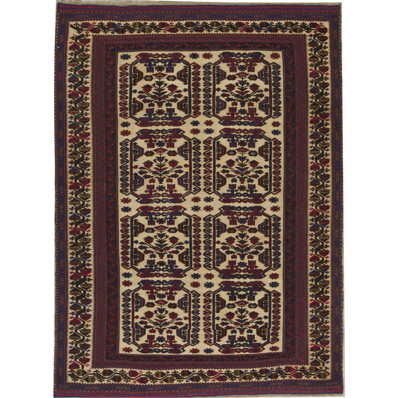 Tapis mauve et brun de haute qualité noué à la main