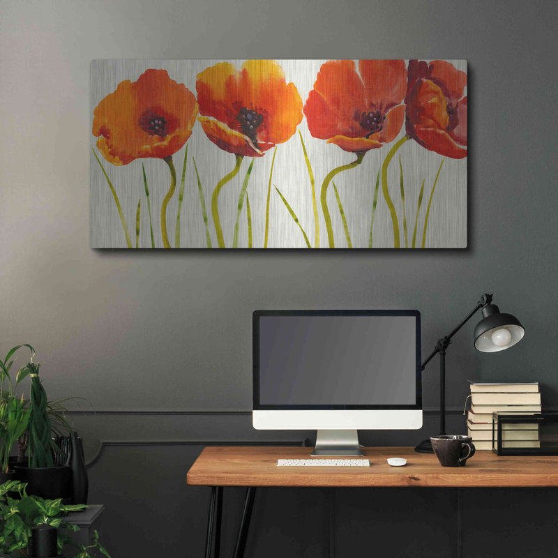 Art mural en métal «Row of Tulips II» par Tim O'Toole, H 24 po x l 48 po