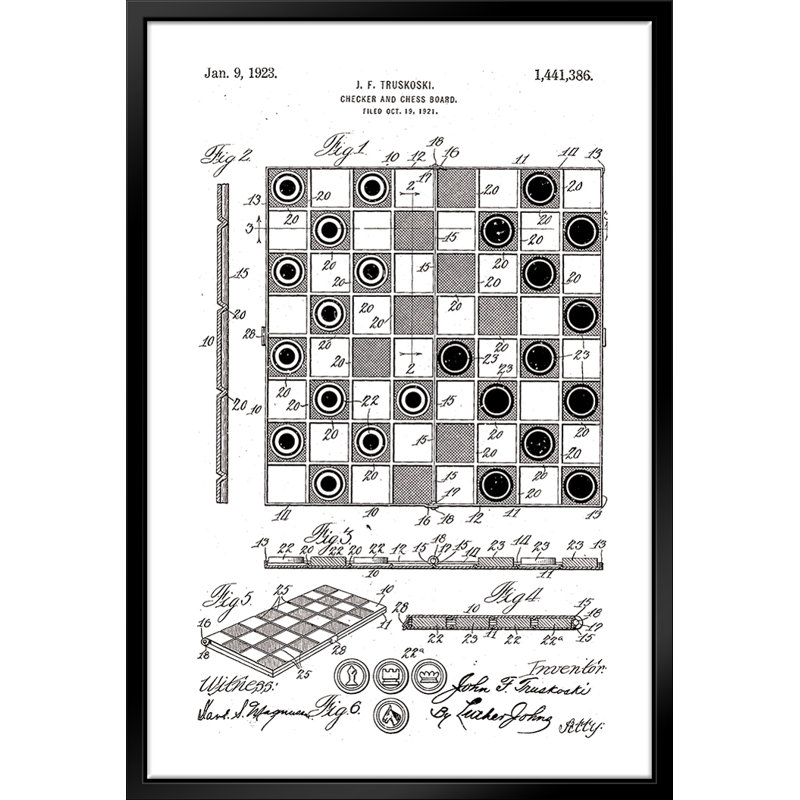 «Chess And Chequer Board» par Stanley Print House - on, L 11 po x H 14 po