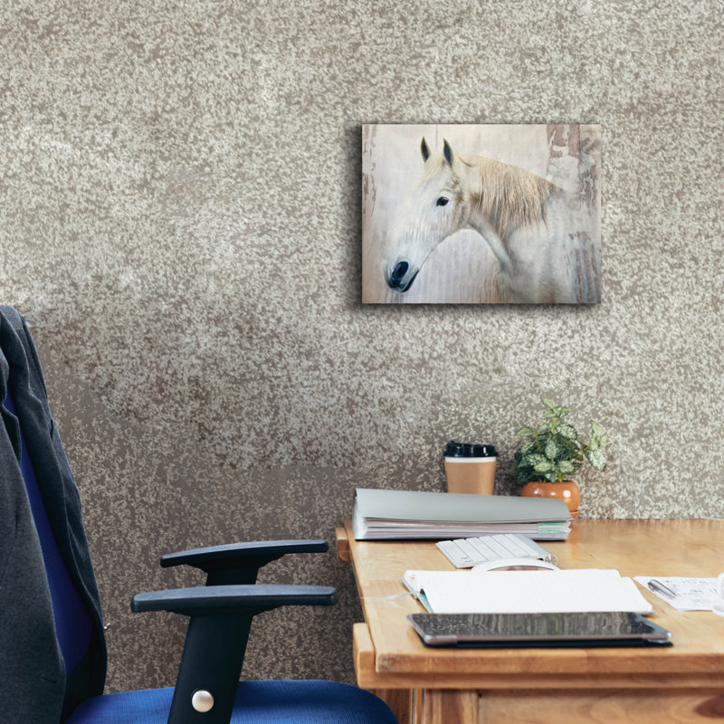 "Cheval de ferme rustique blanc 3", H 12 po x l 16 po x P 0,75 po