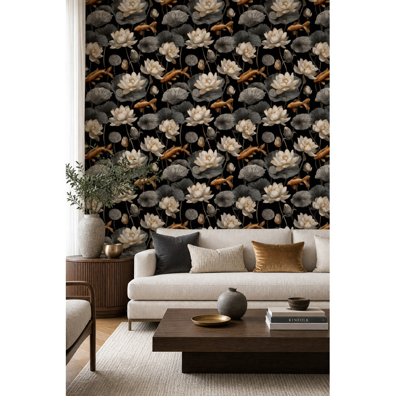 Solid Black Wallpaper Ebony Removable Onyx Wall Double Roll, Non-Woven Non-Pasted