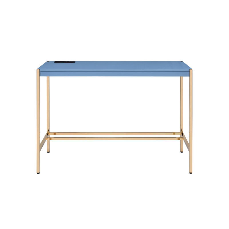 Bureau d'écriture avec ports USB, Bleu