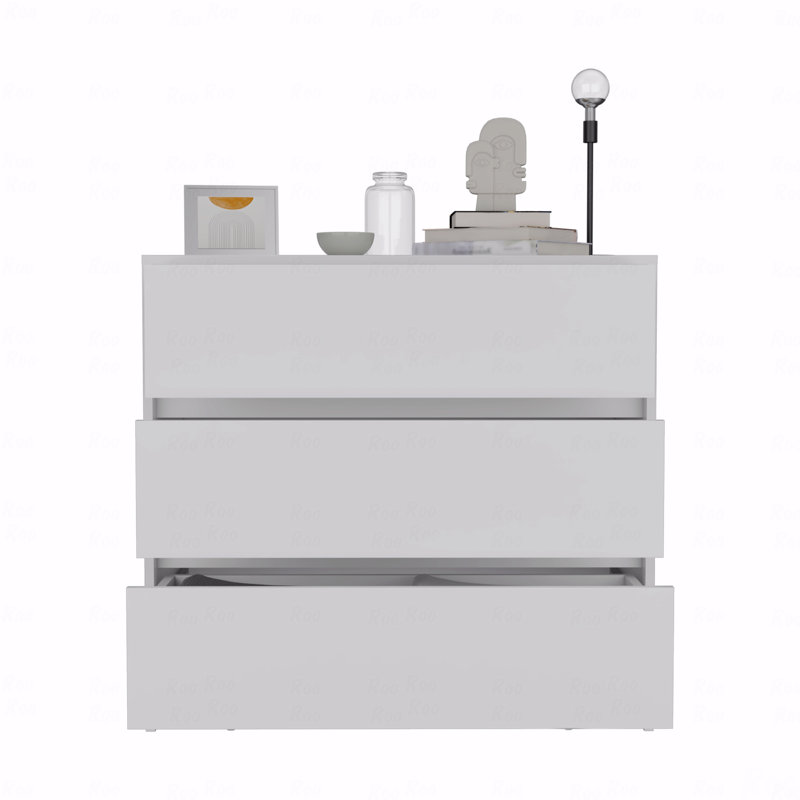 Commode à trois tiroirs, mécanisme coulissant