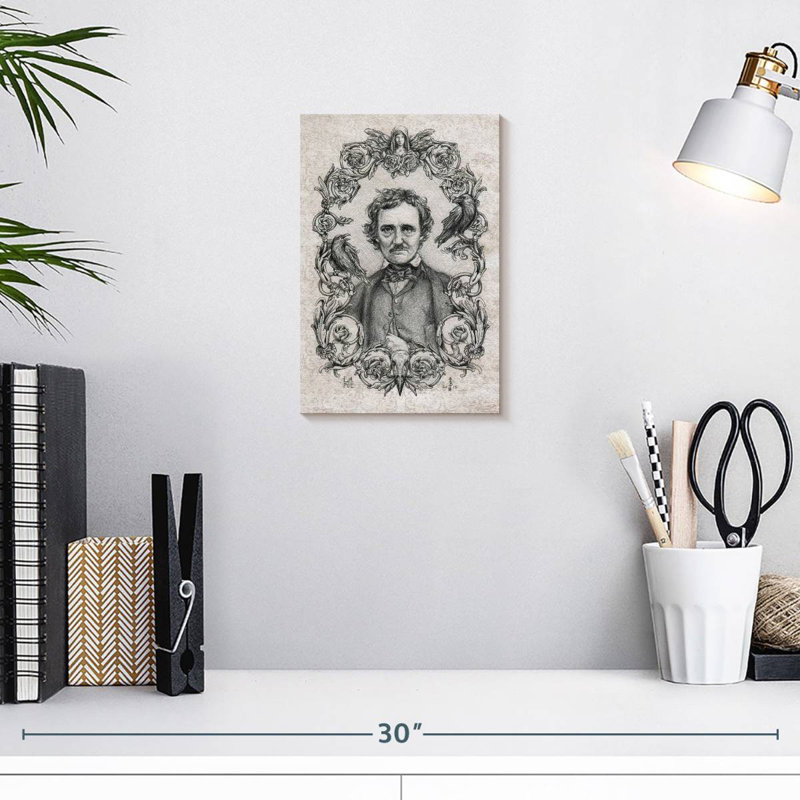 Leisha Edgar Allan Poe Drawing, 12" H x 8" W