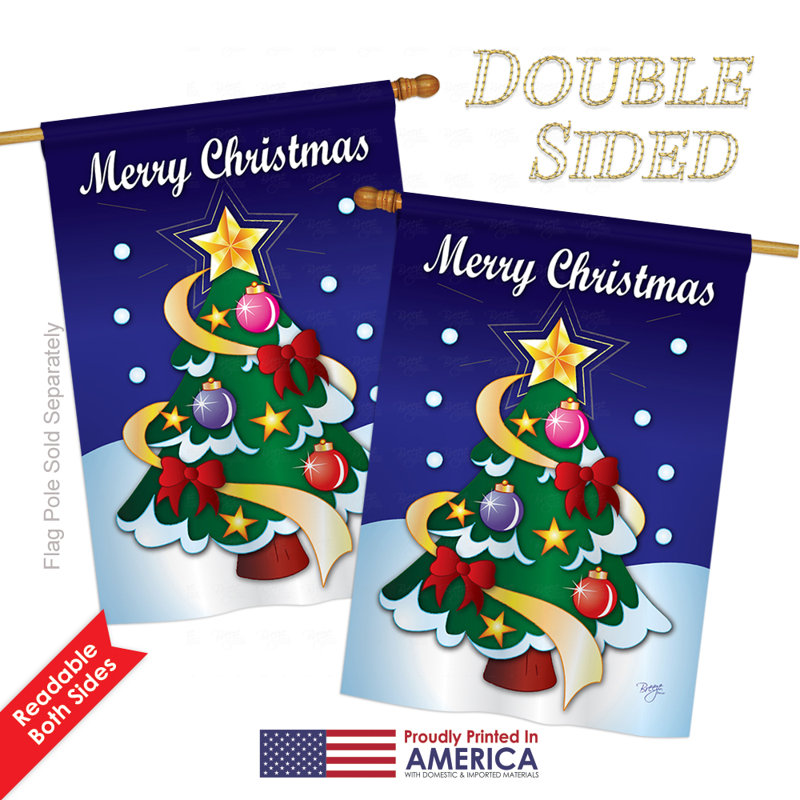Drapeau de maison en polyester Arushad Merry Christmas, H 18,5 po x l 13 po
